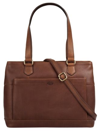 Pik&eacute; Shopper PIK&Eacute;, Damen, Gr. B/H/T: 33cm x 25cm x 11cm onesize, braun, Leder, leicht gl&auml;nzend, unifarben, Taschen Shopper, echt Leder