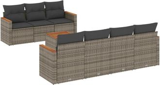 vidaXL Vidaxl - Set De Sof&aacute;s De Jard&iacute;n 8 Pzas Y Cojines Rat&aacute;n Sint&eacute;tico Gris