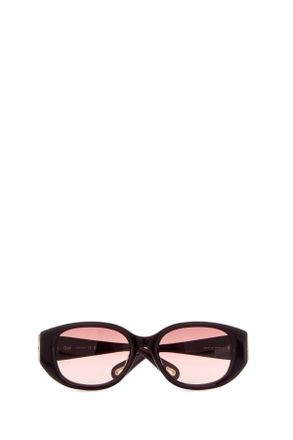 Chlo&eacute; OCCHIALI Rounded Acetate Sunglasses - Burgundy