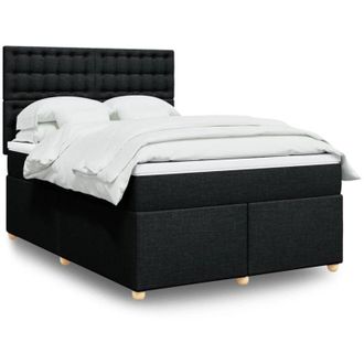 vidaXL Cama Box Spring Con Colch&oacute;n Tela Negro 140x190 Cm Vidaxl