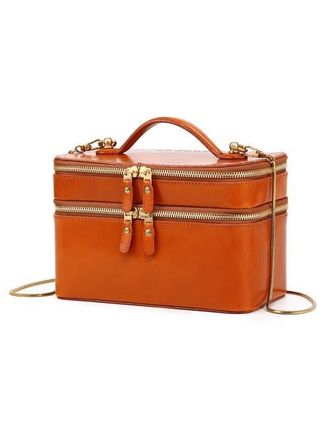 OLD TREND Ixia Genuine Leather Vanity Mini Trunk in Caramel at Nordstrom