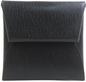 Herm&egrave;s Black Leather Coin Purse/Coin Case (Pre-Owned)