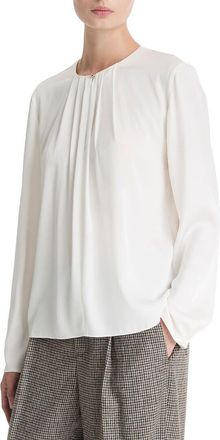Vince Pleated Neck Silk-Blend Blouse