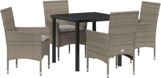 vidaXL Garden Dining Set with Cushion 5 pcs Grey Poly rattan Vidaxl
