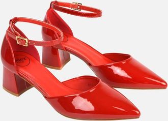 XY London Womens XY London Womens/Ladies Evie Ankle Strap Low Block Heel Court Shoes - Red - Size: 7
