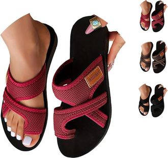 Generic Womens Hollow Mesh Slide Sandals,Comfortable Orthopedic Arch Support Mesh Sandals for Women,Breathable Mesh Sandals for Women (red,7.5)