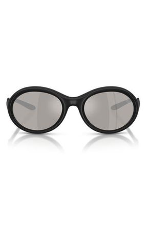 Diesel DL3009U 55mm Oval Sunglasses in Black Matte /Grey Black at Nordstrom