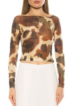 Alexia Admor Opal Sheer Mesh Top in Sage Abstract at Nordstrom Rack, Size X-Large