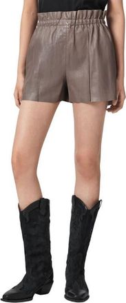 AllSaints Fran Leather Shorts in Mole Brown at Nordstrom, Size X-Small