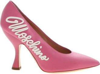Moschino Roze Leren Logo Puntige Pumps - Dames - Pumps - Roze - 36 EU - Leer - Schoenen