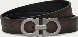 Ferragamo Men Reversible and adjustable Gancini belt Green