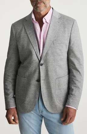 34 Heritage Matteo Slim Fit Grey M&eacute;lange Cotton & Linen Piqu&eacute; Sport Coat in Gray at Nordstrom, Size 50