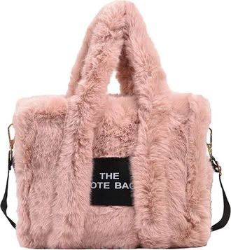 Generic Womens Plush Bags Casual Fur Tote Bag For Women Handbag Autumn Winter Plush Messenger Shopper Female(Lotus Color)