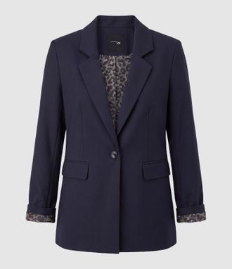 Jeanne Vouland Blazer Rosa Navy Doublure Leopard Kaki