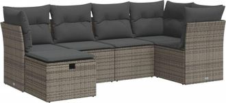 vidaXL Vidaxl - Set De Muebles De Jard&iacute;n 6 Pzas Y Cojines Rat&aacute;n Sint&eacute;tico Gris