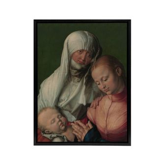 Artery8 Virgin & Child with Saint Anne Durer Framed Canvas Wall Art Print | Size: W24 x H32
