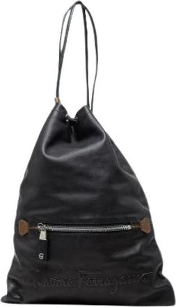 Ferragamo Pre-owned Leather backpacks - Dames - Vintage Rugzakken - Zwart - ONE Size - Vintage