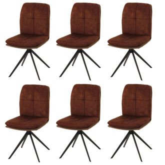 Hhg Hhg - Lote De 6 Sillas De Comedor 178, Silla De Cocina Sill&oacute;n, Posici&oacute;n Autom&aacute;tica Giratoria, Metal Tela/textil, Marr&oacute;n