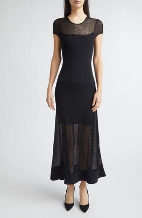 Jason Wu Short Sleeve Drop Waist Dress in Black at Nordstrom, Size X-Small