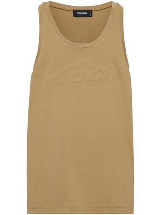 Dsquared2 embossed-logo tank top - men - Cotton - M - Neutrals