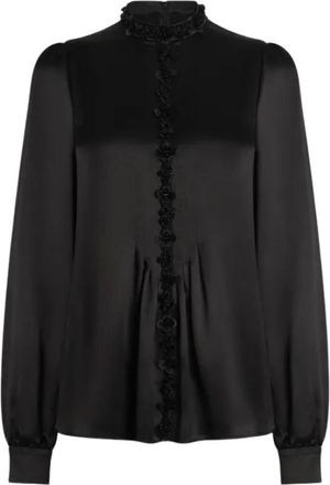 Dolce & Gabbana Silk Satin Top - Dames - Blouses - Zwart - XL - Satijn - Overhemden