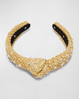 Lele Sadoughi Pearly Slim Knotted Headband