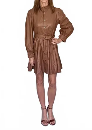 Fate Raquel Shirt Dress In Mocha Brown