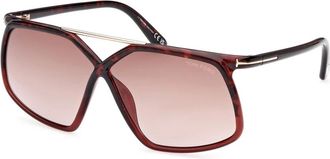 Tom Ford Meryl Zonnebril - Dames - Zonnebrillen - Bruin - 64 MM - Accessoires