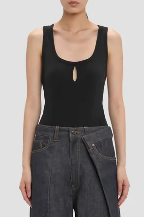 Victoria Beckham Split Tank Top In Black
