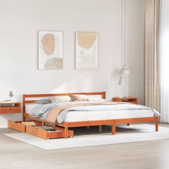 Berkfield Home Bed Frame without Mattress Wax Brown 180x200 cm Super King Solid Wood Pine
