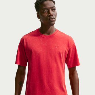 Nike Mens Nike Sportswear Vintage-Washed T-Shirt in Red | IR4529-657