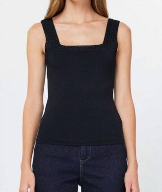 Current Air Betty Crochet Trim Sweater Tank In Black