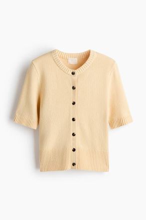 H&M Short-sleeved Cardigan in Light Yellow at Nordstrom, Size Xx-Small