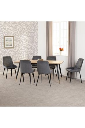 Seconique Hamilton Large Dining Set with Avery Chairs in Grey