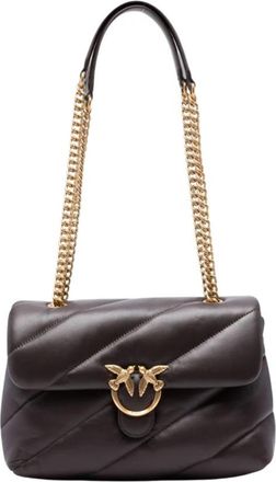 Pinko Love Puff Classic Small - Dames - Schoudertassen - Bruin - ONE Size - Leer - Tassen