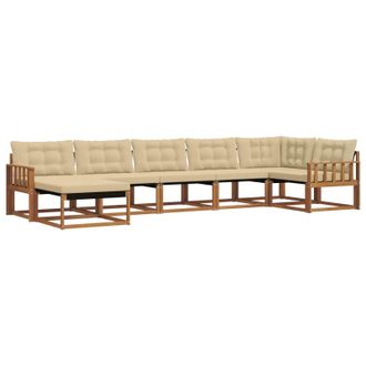 vidaXL Conjunto De Sof&aacute;s De Exterior Con Coj&iacute;n 7 Pcs Natural Y Beige Vidaxl