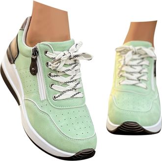 Generic Women Platform Wedge Sneakers Lace up Zipper Walking Casual Shoes Fashion Sneakers for Running Gym Tennis Workout Athletic Sport Womens Non Slip Wedge