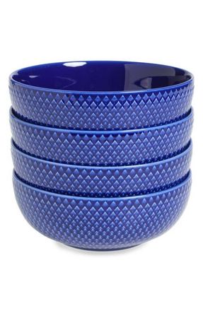 Lyngby Porcel&aelig;n Rhombe Color Set of 4 Bowls in Dark Blue at Nordstrom