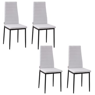 OEM Pack De 4 Sillas De Cocina Modernas Tapizadas En Lino Y Patas De Metal Para Sal&oacute;n Carga 120 Kg 41x50x97 Cm Blanco