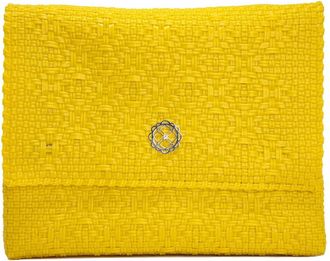 Lola's Bag Womens Woven Long Metal Chain Crossbody Bag In Yellow