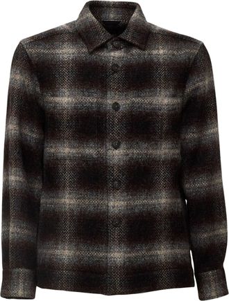Xacus Muted Checked Wool Flap Pocket Casual Shirt