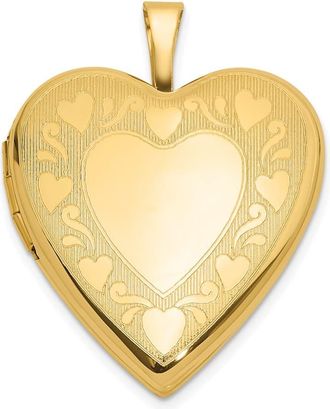 Diamond2Deal 14k Yellow Gold Textured Polished Heart Design 20mm Heart Locket Pendant