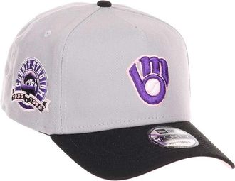 New Era Milwaukee Brewers MLB County Stadium Sidepatch Gray Black 9Forty A-Frame Adjustable Cap