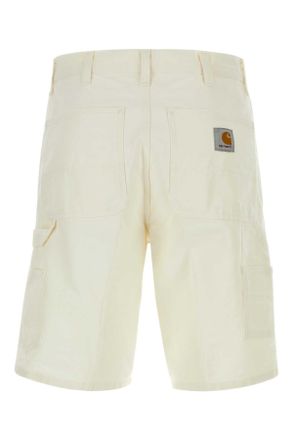 Carhartt Work in Progress Mens White Cotton Single Knee Short Wax Exterior