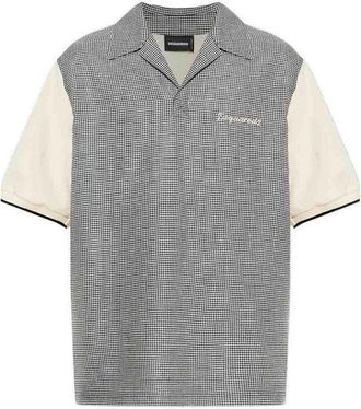 Dsquared2 Houndstooth wool-linen polo