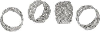 Tiramisu Set Of 4 Platinum Weave Sculptural Napkin Rings
