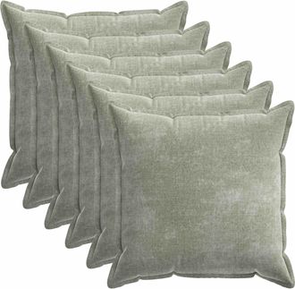 vidaXL Funda De Almohada 6 Uds. Houten Verde 55 X 55 Cm Tela Chenille Vidaxl