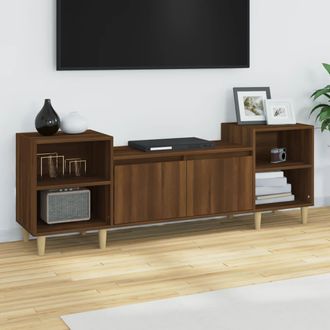 vidaXL Vidaxl - Mueble Para Tv Madera Contrachapada Marr&oacute;n Roble 160x35x55 Cm