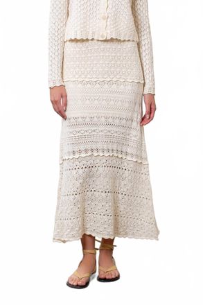 Moon River Knitted Maxi Skirt In Ecru