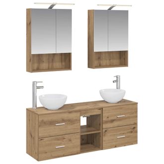 vidaXL Juego De Muebles De Ba&ntilde;o 5 Pcs Roble Artesanal Vidaxl